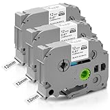 CNMTCCO 3er-Pack Brother P-Touch TZe-231 TZe231 LABEL Band 12mm 0,47 laminiert weiß TZc Band für PT-H110 PT-H100R PT-H105 PT-H100LB H107B PTD210 PT-E100