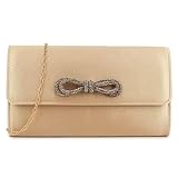 Handtasche mit Satin-Schleife, Brautschmuck, Abschlussball, Hochzeit, Abend, Party, Handtasche, gold, medium