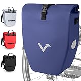 Valkental - Große & wasserdichte Gepäckträgertasche - 20L Füllvolumen - Fahrradtasche für Gepäckträger mit Reflektoren in Blau