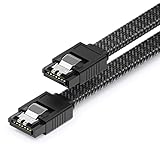 deleyCON 30cm SATA 3 Kabel Nylon 6 Gbit/s Datenkabel SATA III Anschlusskabel Serial ATA Verbindungskabel für Mainboard & Festplatte HDD SSD 2 S-ATA L-Stecker Gerade Schwarz