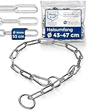 Kombikette für Hunde mit Halsumfang 43-47 cm aus Edelstahl V4A Hundekette mit Zugstop Kettenhalsband langgliedrig 4mm dick und 53 cm Gesamtlänge