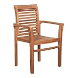 MR. DEKO® Stapelsessel Derby Teakholz | Armlehnenstuhl Teak - Bear Chair | Liegestuhl - Relaxstuhl - Gartenstuhl stapelbar | Outdoormöbel Teakmöbel - für Balkon, Terrasse, Wintergarten, Garten