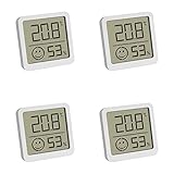 TFA Dostmann digitales Thermo-Hygrometer, 4er Set, 30.5053.02.04, Innentemperatur und Luftfeuchtigkeit, klein und handlich, zum Aufstellen oder Hängen, (L) 46 x (B) 13 (34) x (H) 43 mm, Weiß