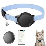 NozlaID Katzen Tracker - Mini SmartTag Tracker für Katze Ohne ABO - Kompatibel mit iOS/Android - Dehnbares GPS Katzenhalsband mit Glocke - Ortungsgerät Tracker für Katzen und Welpen (1 Pack)