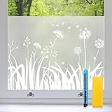 Zindoo Fensterfolie Blickdicht Löwenzahn Sichtschutzfolie...