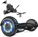 FUNDOT Hoverboards mit Sitz, Hoverboards mit Hoverkart, Go Kart 6,5 Zoll, Hoverboards mit schönen LED-Leuchten, Hoverboards mit Bluetooth-Lautsprecher, Geschenk für Kinder