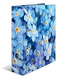 HERMA Ordner A4 Blaue Blumen, 7 cm breit, Kinder Ringordner mit Pflanzen Motiv, bunter Aktenordner mit Innendruck für Jungen und Mädchen