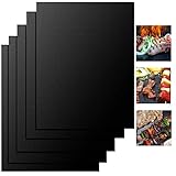 BBQ Grillmatte, 5er-Set, 50 x 40 cm, Grillmatten, 100 antihaftbeschichtete, wiederverwendbare Grillmatten, Backmatten, PFOA-freie Grillmatte für Gasgrill, Holzkohle & Backofen