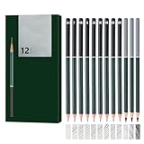 Kzouenzu Bleistift Set[12 Stück], 2H F HB B 2B 3B 4B 6B 8B und 3 Zeichenkohlestifte, Hard Charcoal, Medium Charcoal, Professionell Bleistift Set zum Zeichnen, für Zeichnungen
