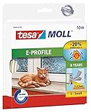 tesamoll E-Profil Gummidichtung - Selbstklebende Dichtung zum Isolieren von Spalten an Fenstern und Türen - Weiß - 10 m x 9 mm x 4 mm