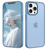 HGH Matt Hülle für iPhone 13 Pro 6,1 Zoll, [Militärschutz] Schutzhülle Samtige Touch Matt Anti-Kratzen, Durchscheinende Rückseite Schutzhülle, Anti-Fingerabdruck (Baby blau)