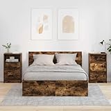 Qnhdfrt Nachttisch Set 2er Geräucherte Eiche 40x30x67 cm Modernes Schlafzimmer Sideboard mit Schublade & Regal Robuste Holzwerkstoff-Konstruktion für kleine Räume & Bettkommoden