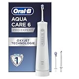 Oral-B AquaCare 6 Kabellose Munddusche, 3 Ersatzdüsen, Zahnzwischenraumreiniger, sanfte Zahnreinigung & gesündes Zahnfleisch, Oxyjet-Technologie, 3 Modi für Zahnpflege, Geschenk Mann/Frau, weiß/grau