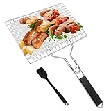 Faltbarer Bbq Grillkorb, Edelstahl-Grillkorb, Grillkorb Fischbräter, Edelstahl Fisch-Grillkorb, Fisch Grillhalter, Fisch Grillen Gitter, Faltbare Körbe Oder Grill Fisch Gemüse Für Fisch Steak Garnelen