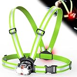 ISEYOU Lauflampe Joggen, 800 Lumen Brustlampe Lauflicht mit Rotem Rücklicht, 6+2 Modi, 45° Neigbar, IPX5, USB-C Wiederaufladbar, 4-25 Std. Laufzeit, 360° Reflexgurte – für Camping/Nachtlauf/Radfahren