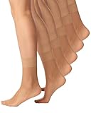 Nur Die 5er Pack Söckchen Seidenfein 15 DEN transparente Nylon Feinsöckchen seidig glänzend breiter Komfortbund Damen, amber, one size