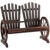 Outsunny 2-Sitzer Gartenbank Massivholz, Sitzbank mit Armlehne, Gartenmöbel 250kg belastbar, Rustikale Bank für Garten, Terrasse und andere Außenbereiche, 108 x 66 x 95 cm, Dunkelbraun