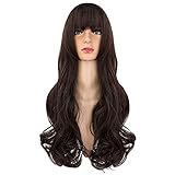 Langhaarperücke für Damen, synthetische Perücke, braunes lockiges Haar mit Lolita Anime-Charakter/tägliche Perücke (braun)