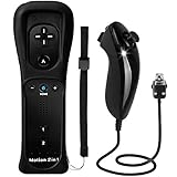 TechKen Controller für Wii mit Motion Plus und Wii Nunchuck Controller Wii Fernbedienung Nunchuk Kontroller Wii Vernbedinung Remote Plus Controller Ersatz für Wii/Wii U Konsole (Black)