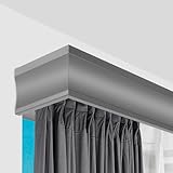 Graue Wandgröße: 4,8 m Metall-Gardinenstange mit Doppelläufen und dekorativem Volant, individuelle Länge, Vorhangstangen-System