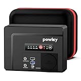 Powkey Powerbank mit Steckdose 97.68Wh Tragbare Powerstation mit 100W/230V AC Ausgang, 12V DC, 65W USB-C Externer Akku für Tablet Handy