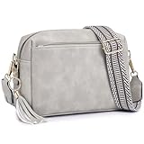 Roulens Damen Handy Umhängetasche,Veganem Leder Crossbody Schultertasche,Breiter Riemen Abendtasche mit drei Reißverschlussfächern Handtaschemit mit Kartenschlitz Verstellbar Abnehmbar Schultergurt