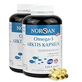 NORSAN Premium Omega 3 Arktis Dorschöl Kapseln 2x120 Kapseln / 1.500mg Omega-3 pro Portion/Omega 3 Kapseln h- Fischöl Kapseln aus nachhaltigem Wildfang