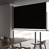 NQJIBUE Lawn & Garden Patio Versenkbare Seitenmarkise 160 x 300 cm Schwarz Outdoor Living