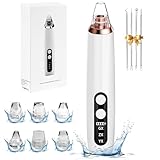 Yeerain Porenreiniger Gesicht Mitesserentfernung, Porensauger Gesicht Mitesser Entferner Sauger Nase Akne Pickelsauger mit 3 Saugstufen und 6 Köpfe Blackhead Remover Pickelentferner