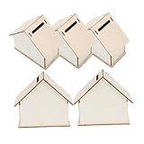 NOLITOY 5 Stück Teiliges DIY Holz Spardosen für Bemalen und Basteln Unfertige Sparhäuser aus Holz Kreative Münzbox Spargewohnheiten Geschenkidee für Geburtstage und Kinderfeste