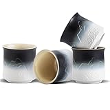 ZENS Japanische Teetasse 4er Set, 240ml Ästhetik geprägte Japan Teetassen für Matcha Tee, Chinesische Teetasse ohne Henkel, Asiatische Teetasse Traditionelle Teeliebhaber Geschenke, schwarz weiß