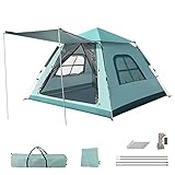 BAGZY Zelt 4 Personen Groß Camping Zelt Wurfzelte Sekundenzelt Zutozelt UPF50+ Sonnenschutz Wasserdicht Familienzelt 210x210x140cm Pop Up Zelt mit Windseil + Zeltstangen [Blau]