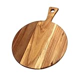 NihaoWXM Pizzateller Holz Pizzaschieber aus Holz, Pizzabrett mit Griff, leichtes, glattes Schneidebrett, rundes