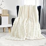 GKXLH Kuscheldecke Flauschig Decke - Weiche Plüsch Kuscheldecke Weiß, Fuzzy Kuschelig Decke Bettdecken, 1200GSM Kaninchen Kunstfell Leichte Decken Warme Flauschige Decke für Couch Bett Sofa (160x200)