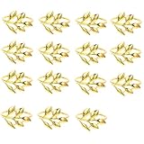 Ruayia 15 Stück Goldene Blatt-förmige Serviettenringe aus Metall, Serviettenhalter, Elegante Tischdekoration für Haushalt, Küche, Hochzeit, Weihnachten & Jubiläen
