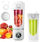 Tragbarer Mixer, 700 ml Mixer Smoothie, Mini-Standmixer mit 12 Edelstahlklingen und Digitalanzeige, Wiederaufladbarer Shakes und Smoothie-Maker kleiner Mixer für Reisen, Küche, Fitness