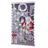 Tür Scheibengardine - Weihnachten Vorhänge Weihnachtsvorhang Weihnachtsmann Gardine Spitze Vorhang Weihnachtsgardine Für Küche Badezimmer Tür, 213×102cm Weihnachtsmann Vorhänge, Enthält Keine Lichte