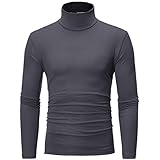 Rollkragenpullover Herren Dünn Langarmshirts Rollkragen Pullover Longsleeve Unterziehrolli Baumwolle Elastisch Rolli für Männer Slim fit Sweatshirt Unterzieh Einfarbig Basic Oberteil mit Winter Jacke