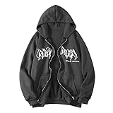 Sweatjacke Herren Zipper Hoodie Y2K Oversized Sweat Jacken Hoody Mit Kapuze Kapuzenpullover Kapuzenjacke Sweatshirt Hoodie Pullover Geschenke Für Männer Jungen Herren Grey L