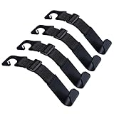 Kopfstützenhaken für Auto, 4 Stück, verstellbarer Taschenaufhänger, Auto-Geldbörsenaufhänger, Kopfstützenhaken, Rücksitz-Organizer, Fahrzeugzubehör für Handtasche, Kleidung, Mäntel, Hüte