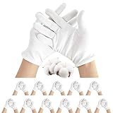 SilverChry Cotton Gloves, 12 Paar Handschuhe Neurodermitis, White Gloves, geeignet zum Eincremen, bei Ekzemen, beim Umgang mit Schmuck usw., zur Bekämpfung von trockenen Händen und Neurodermitis