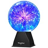 Theefun 8 Zoll Plasmakugel, Magische Plasma Kugel Zauberkugel Berührung & Sound Aktivierte Leuchtlampe Pädagogisches Physik Plasmalampe für Weihnachten Geschenk, Partys, Dekorationen (Blau)