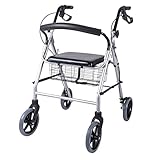 RIDDER Rollator Eco, schwarz | höhenverstellbar | mit Ablagekorb | mit Fach | mit Sitzfläche