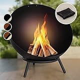 Blumfeldt Outdoor Feuerstelle mit 3-Beinbein Standfuß, Kippbare Feuerschalen für den Garten & Balkon, Camping, Groß, Gartenfeuerschale Wetterfest, 50x75x50 cm