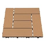 PUDLOR Terassenplatten Außenbereich, 30x30 Cm 22 Teile Holzfliesen Balkon Balkon Bodenbelag Wetterfest Vierfach Ineinander Greifendes Design -40~95℃ Temperaturbereich für Verschiedene Anlässe