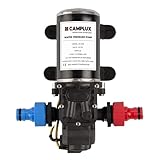 CAMPLUX Wasserpumpe 6 L/min 12 Volt, 4,5 Bar/ 65 PSI, Selbstansaugende Druckwasserpumpe für Wohnwagen/Heißes Wasser System