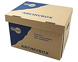 1-PACK Archivbox Lagerbox 400x320x290mm extrem stabil, bis 250kg stapelbar/Ausführung: Braun mit Beschriftung'Archivbox', 10 Stück