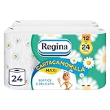 Regina Cartacamomilla - 24 Rollen Toilettenpapier, 300 flauschige Blätter, 3-lagig, zart und konsistent, Kamillenduft, Verpackung aus recycelbarem Papier, 100 % FSC-zertifiziert