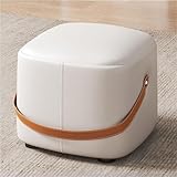 Kleine Ottomane Fußstütze, Leder Pouf Fußhocker mit Griffen, Moderner Schuhhocker für Wohnzimmer und Eingang