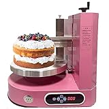 YEHOZZ Automatische Geburtstagskuchen-Creme-Glattbeschichtungs-Dekorationsmaschine, Verstellbarer Kuchenschaber, 4-12 Zoll Große Kuchen-Buttercreme-Verteilmaschine,Pink